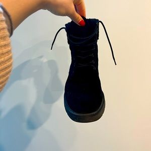 Vince Sherling wool lace up black combat boots